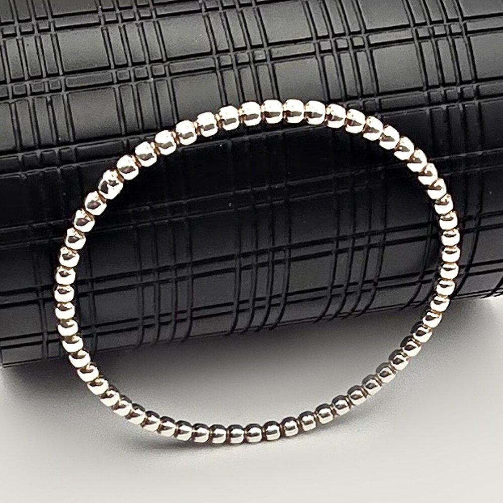 Sterling Bead Bangle Bracelet - Picture 2 of 4